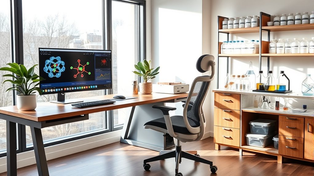 ergonomic chemical workspace setup
