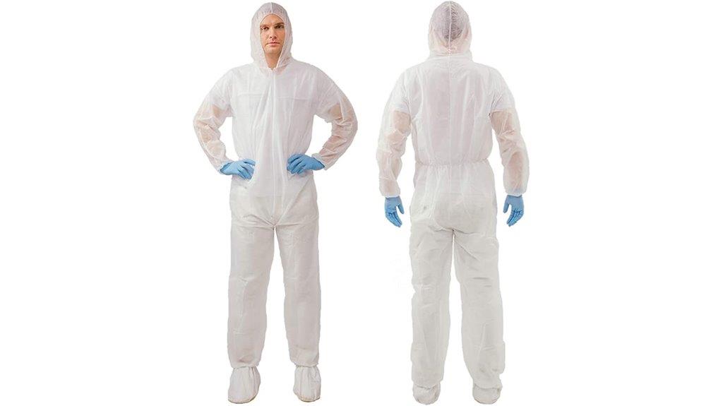 hooded protective disposable coveralls