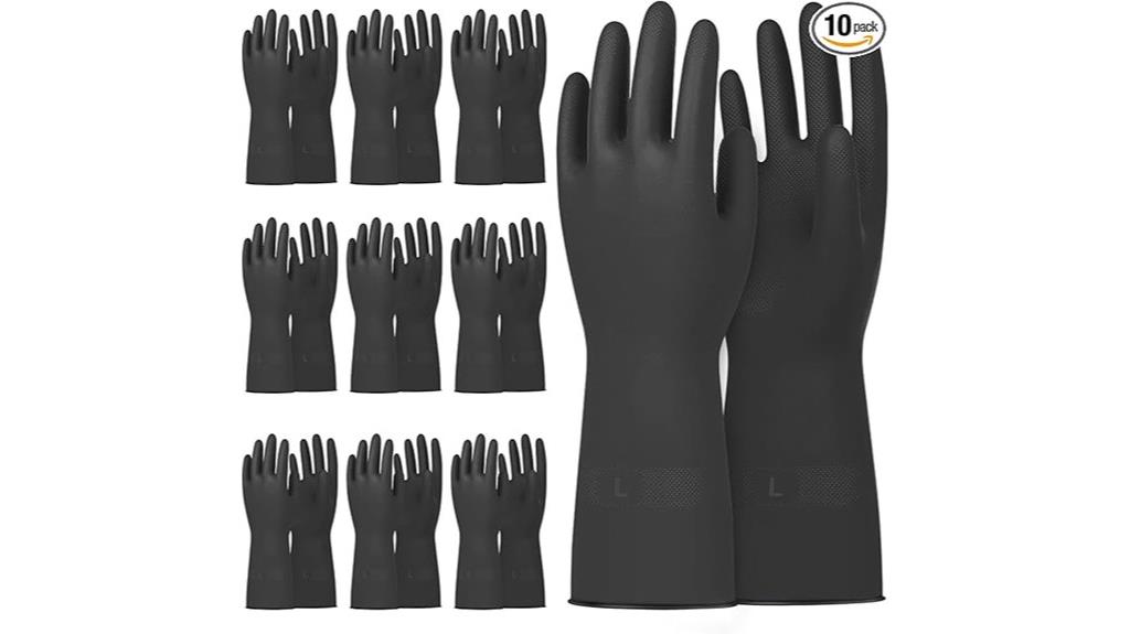 large chemical resistant rubber gloves