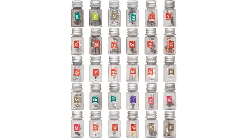 periodic table in bottles