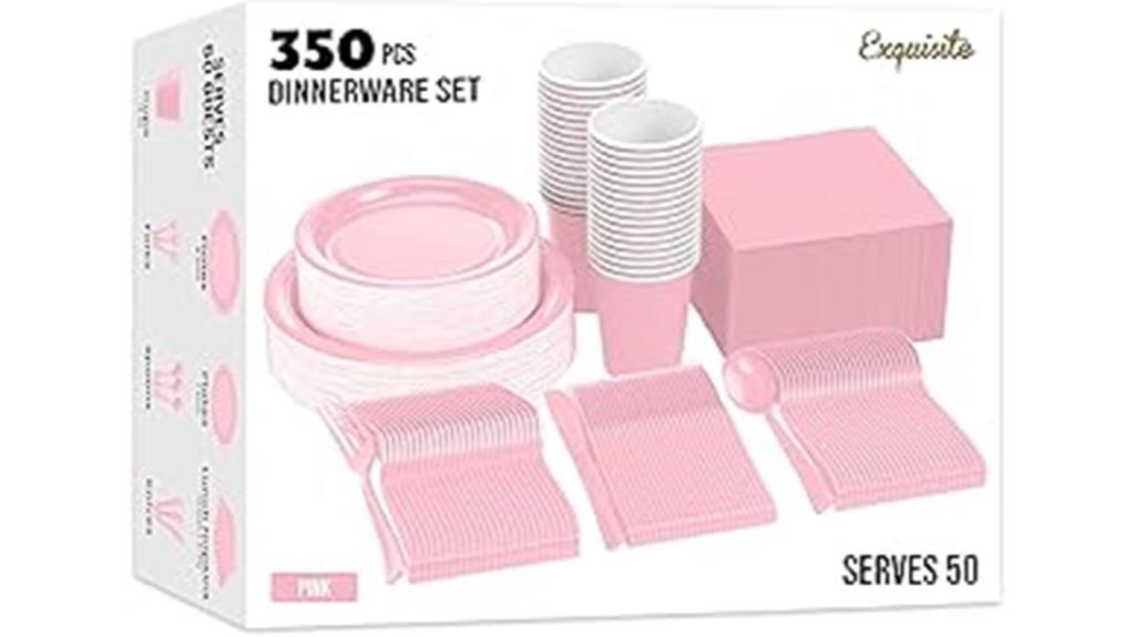 pink party paper plate set