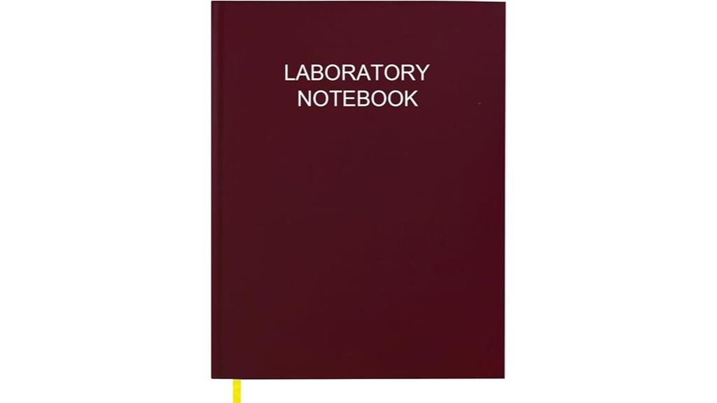 red grid lab notebook