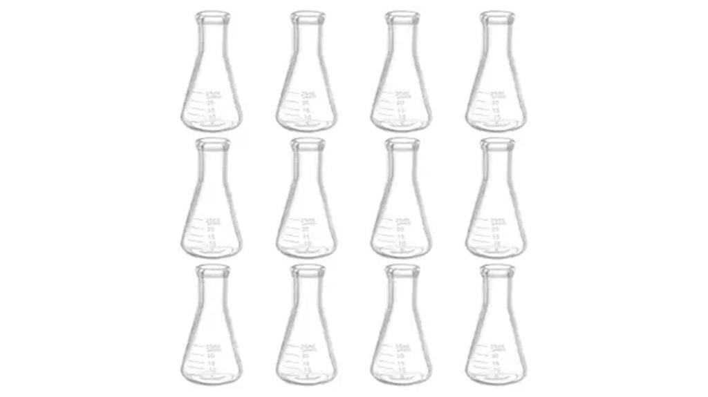 set of 12 graduated borosilicate flasks