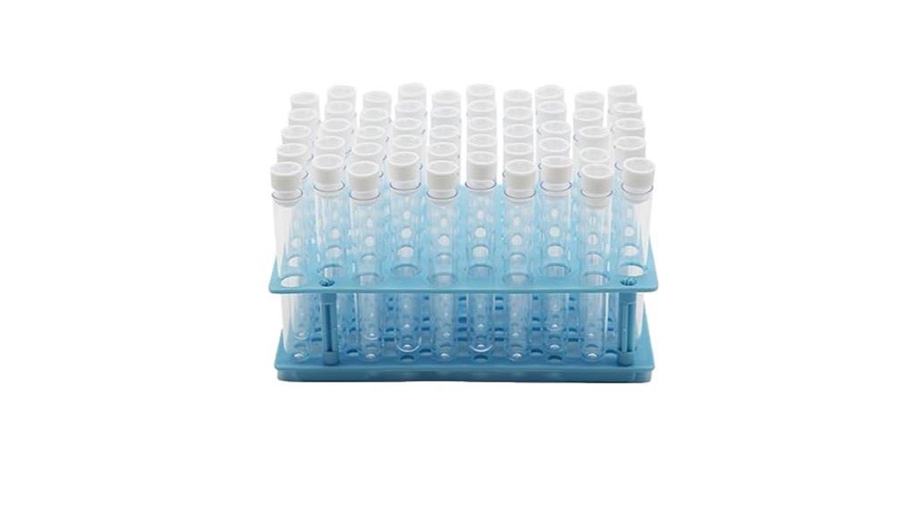 set of 50 transparent test tubes