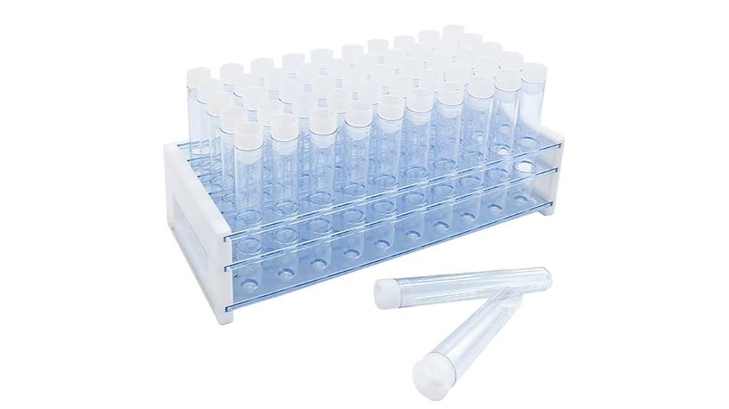 set of transparent test tubes