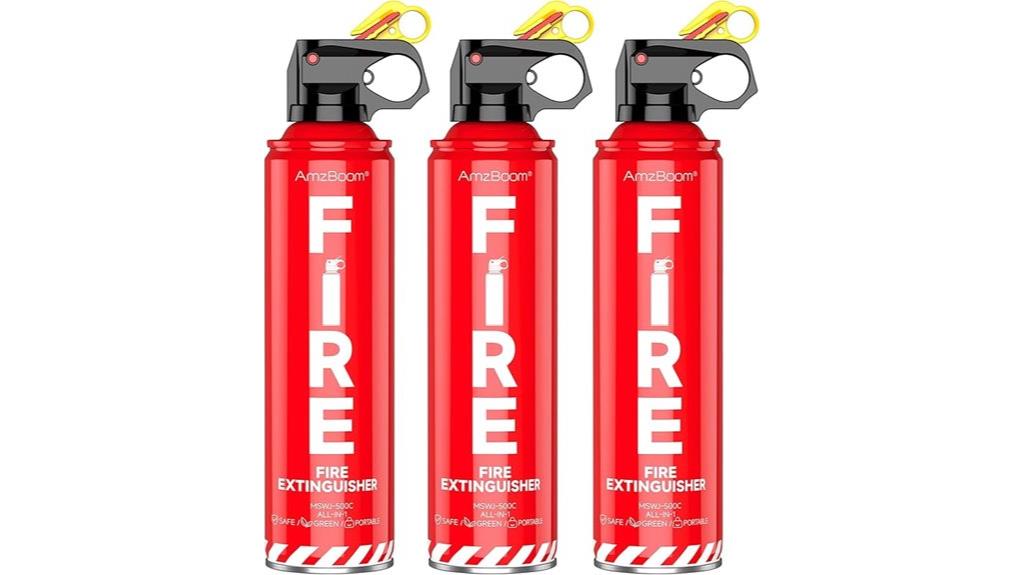 three fire extinguishers included