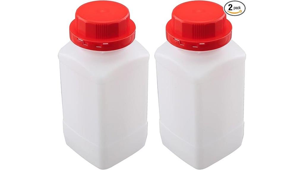 two plastic reagent bottles