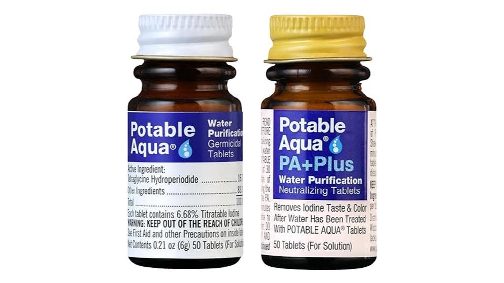 water purification tablets bottles