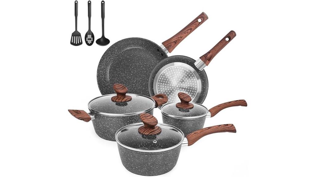 11 piece non stick granite cookware