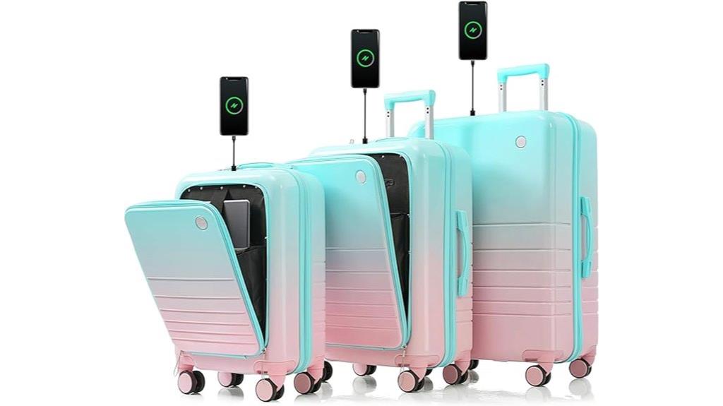 blue spinner luggage set