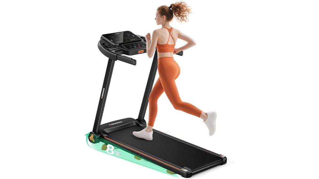 foldable incline treadmill with led