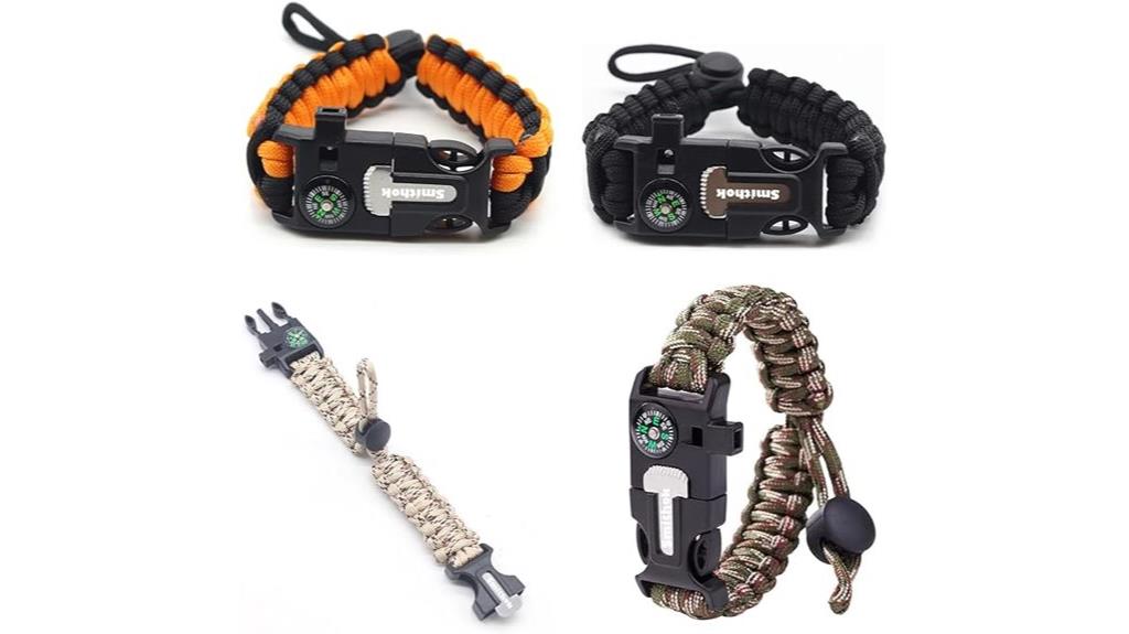 four pack of survival bracelets