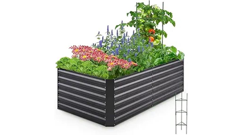 galvanized garden bed with cage