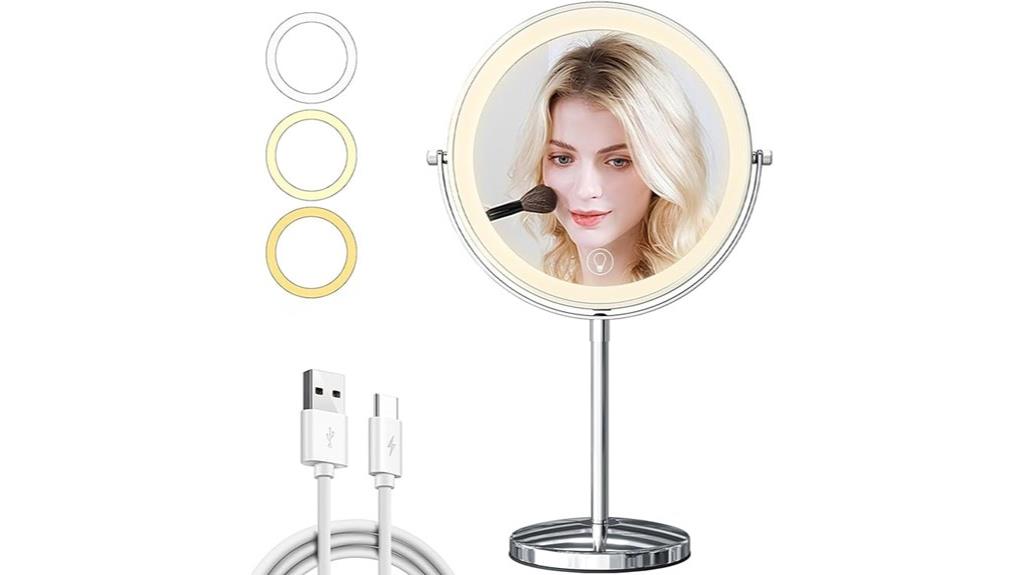 illuminated 9 inch magnifying mirror