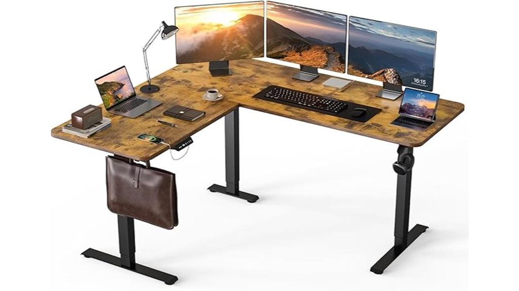 large l shaped electric desk