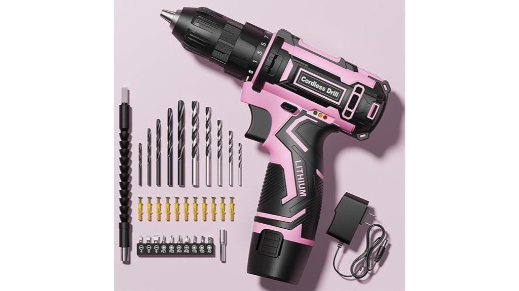 pink cordless drill set