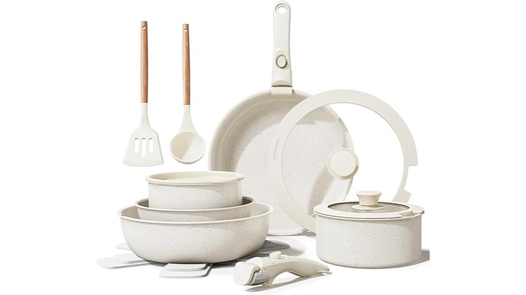 seventeen piece ceramic cookware set