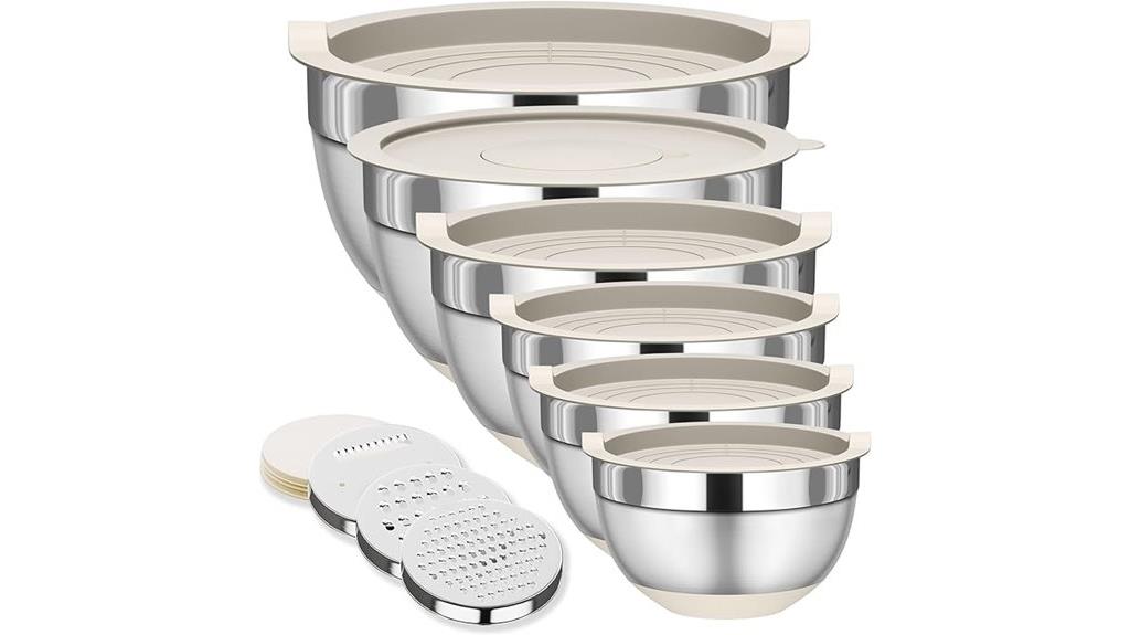 six piece stainless steel bowls