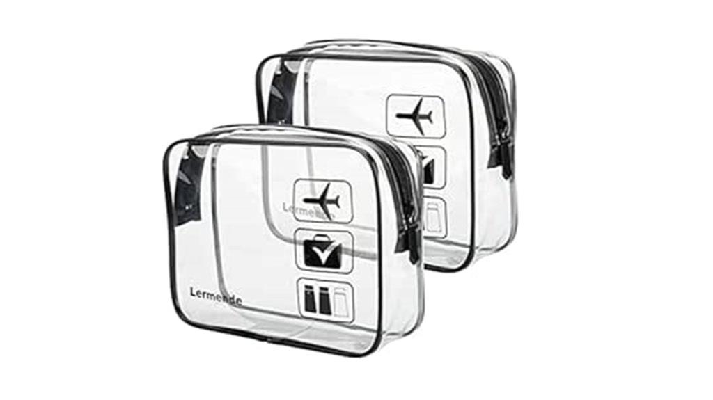 two clear tsa toiletry bags