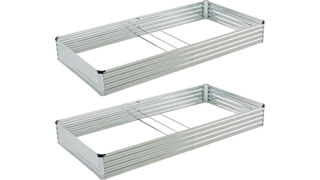two galvanized garden beds