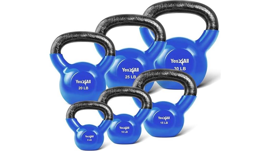 vinyl coated kettlebell set