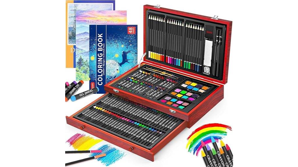 wooden art set with sketches