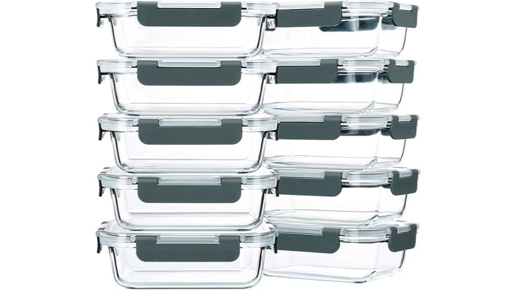 10 pack glass meal containers