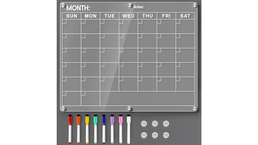 acrylic fridge calendar with markers