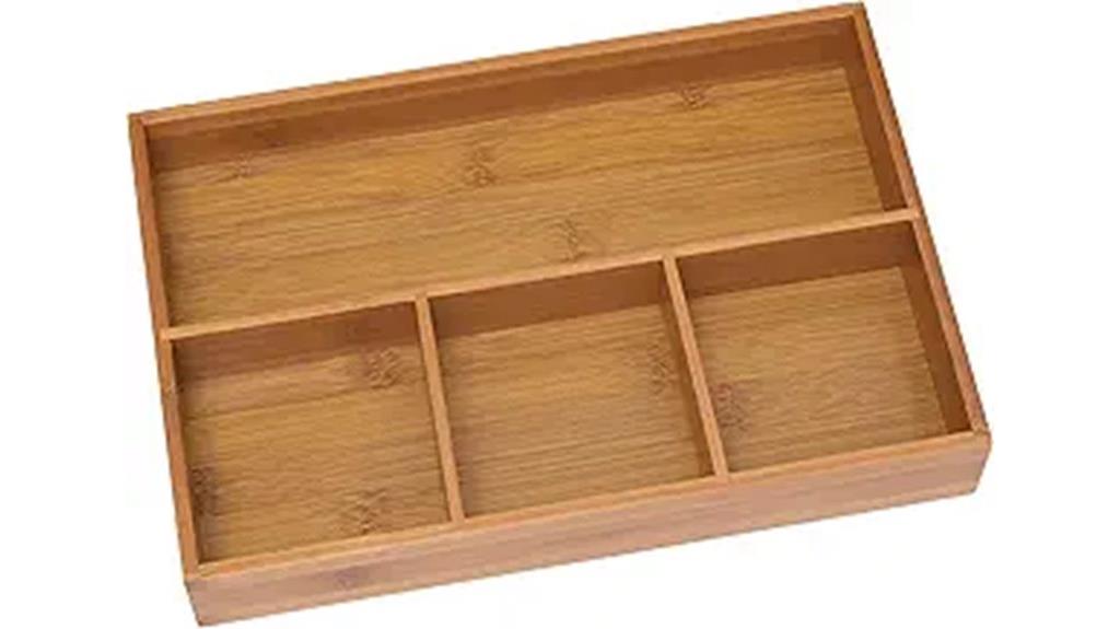 bamboo 4 compartment organizer tray