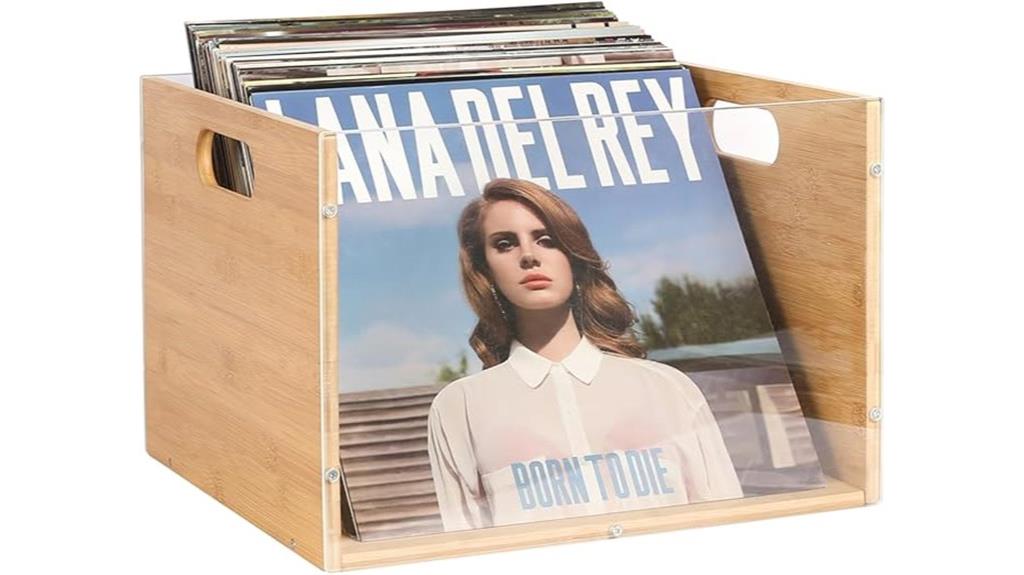 bamboo acrylic record crate