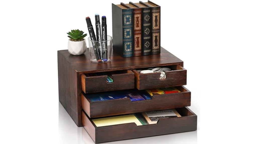 bamboo desk organizer with drawers