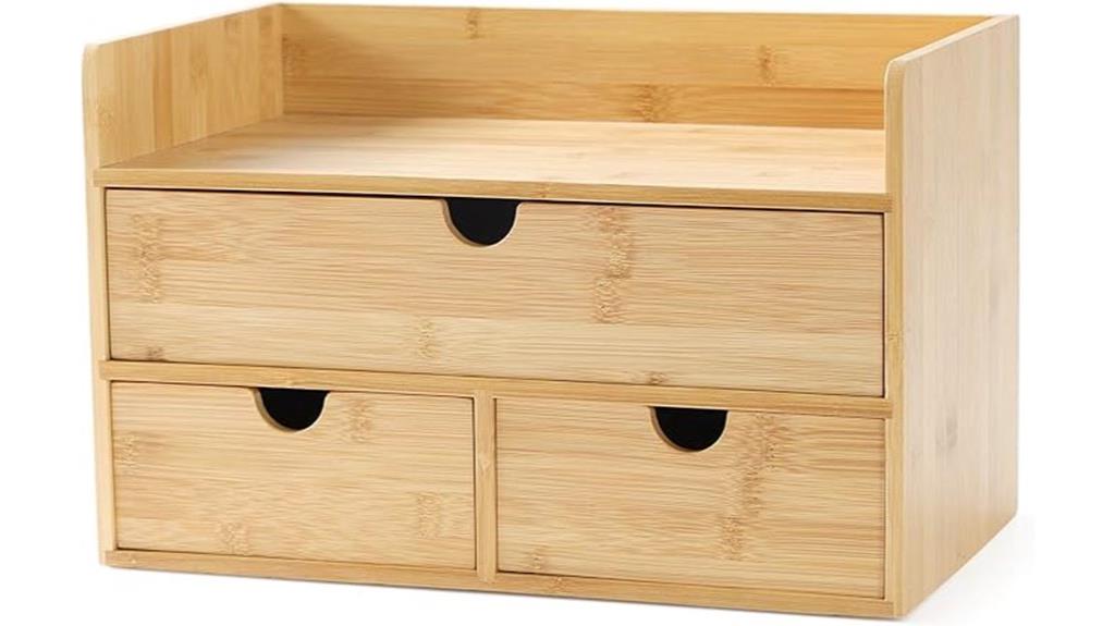 bamboo desk organizer with drawers
