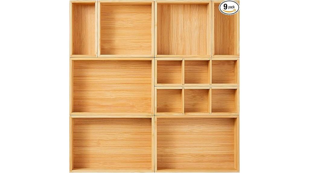 bamboo drawer organizer set