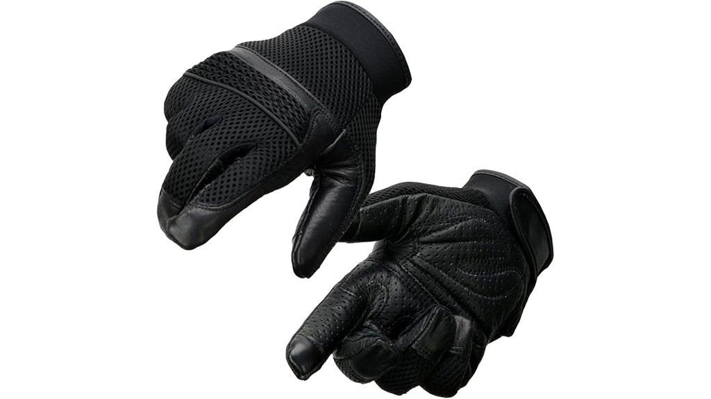 black leather motorcycle gloves