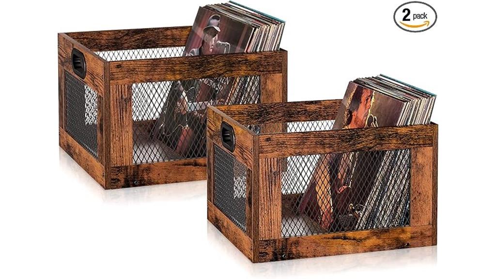 dual vinyl record storage crates