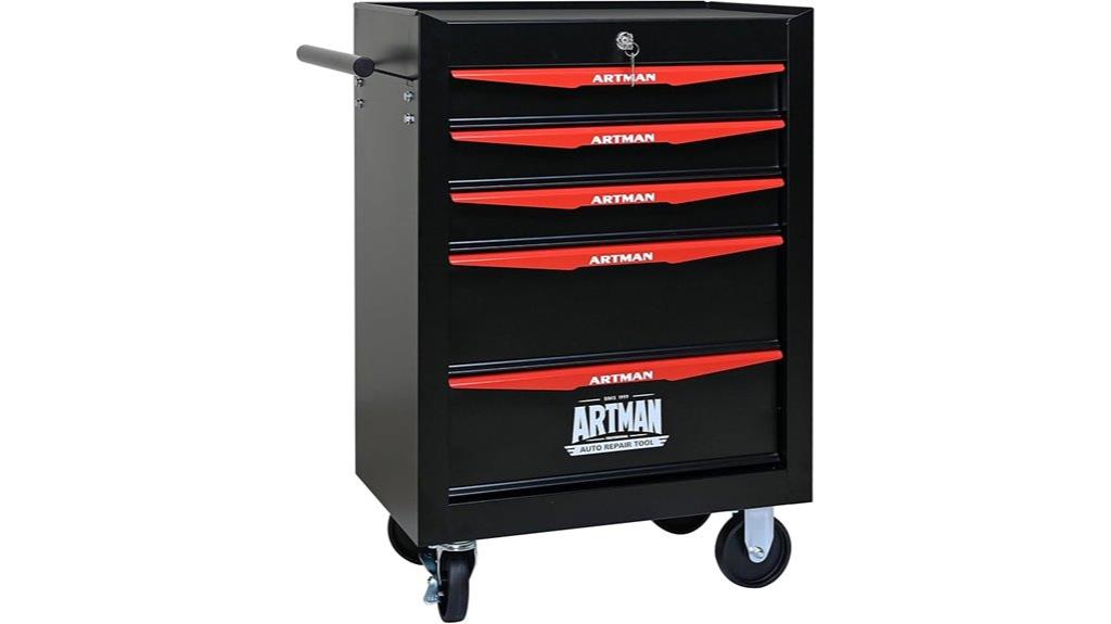 five drawer tool cart