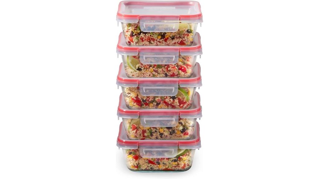 five glass storage containers