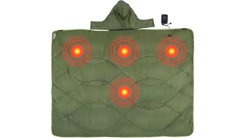 heated camping blanket with hood