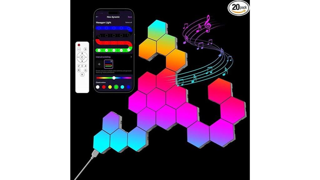 hexagon rgb wall lights