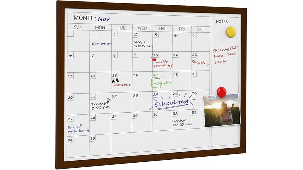 magnetic whiteboard calendar frame