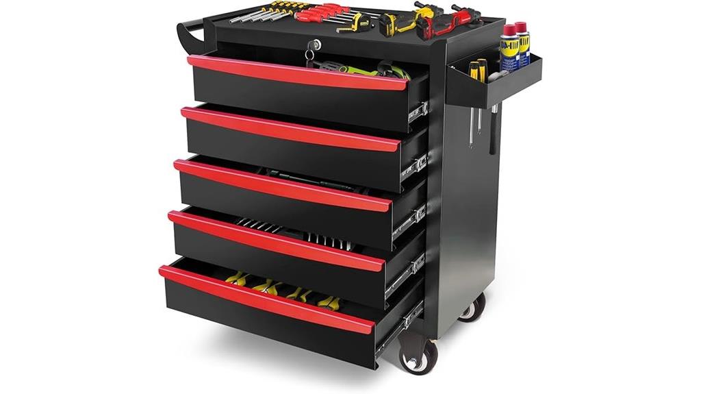 mobile five drawer tool chest
