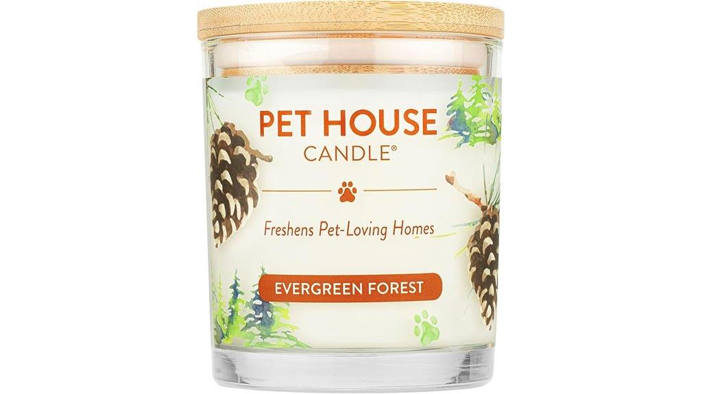 pet candle with forest scent