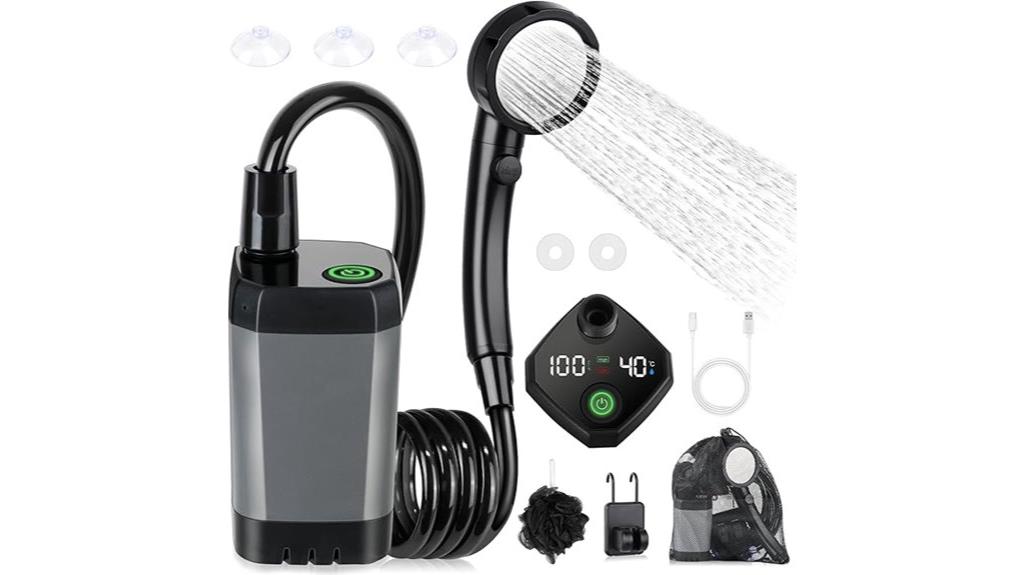 rechargeable camping shower with led
