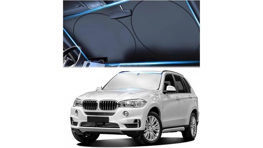 reflective sun shade with mirror