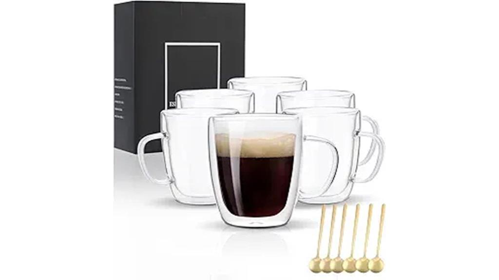 set of 6 insulated glass mugs