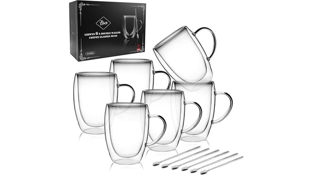 six pack glass coffee cups