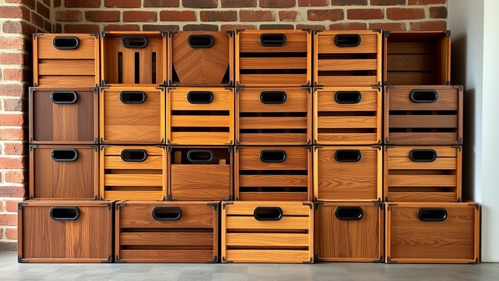 stylish wooden record storage