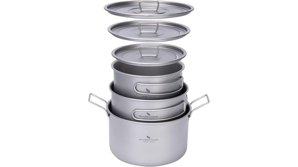titanium camping pot set