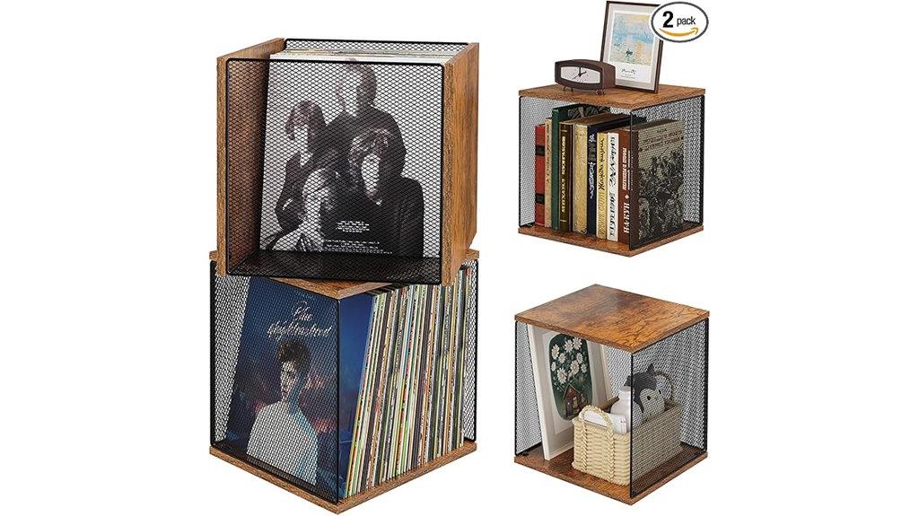 two cubic shelf units