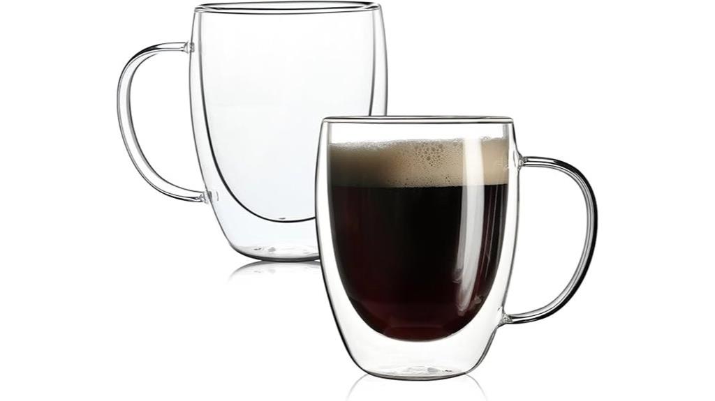 two double glass mugs